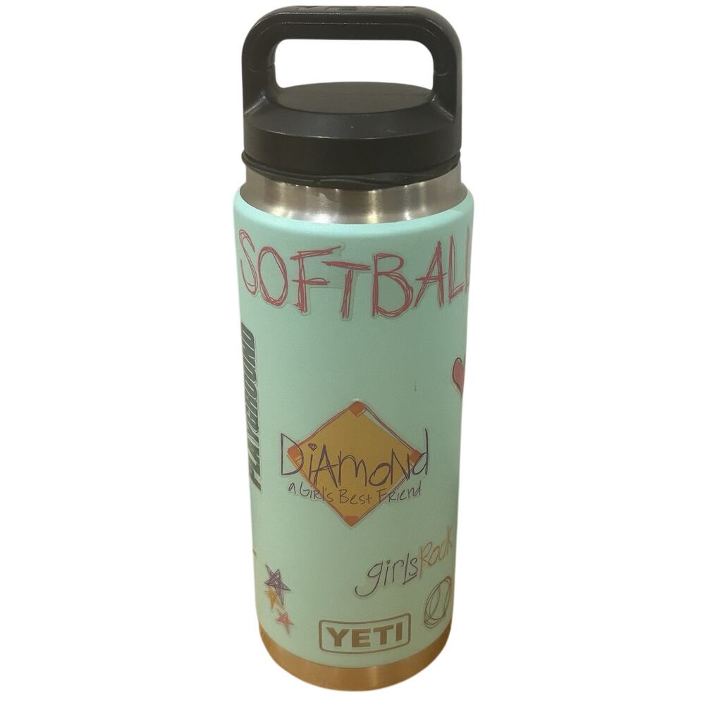 Yeti 18 oz Aqua Tumbler with Softball Customization